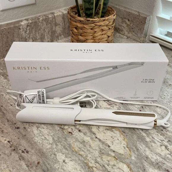 EUC Kristin Ess White Flat Iron, 3-in-one, only used a few times, 1.25” - Picture 3 of 12